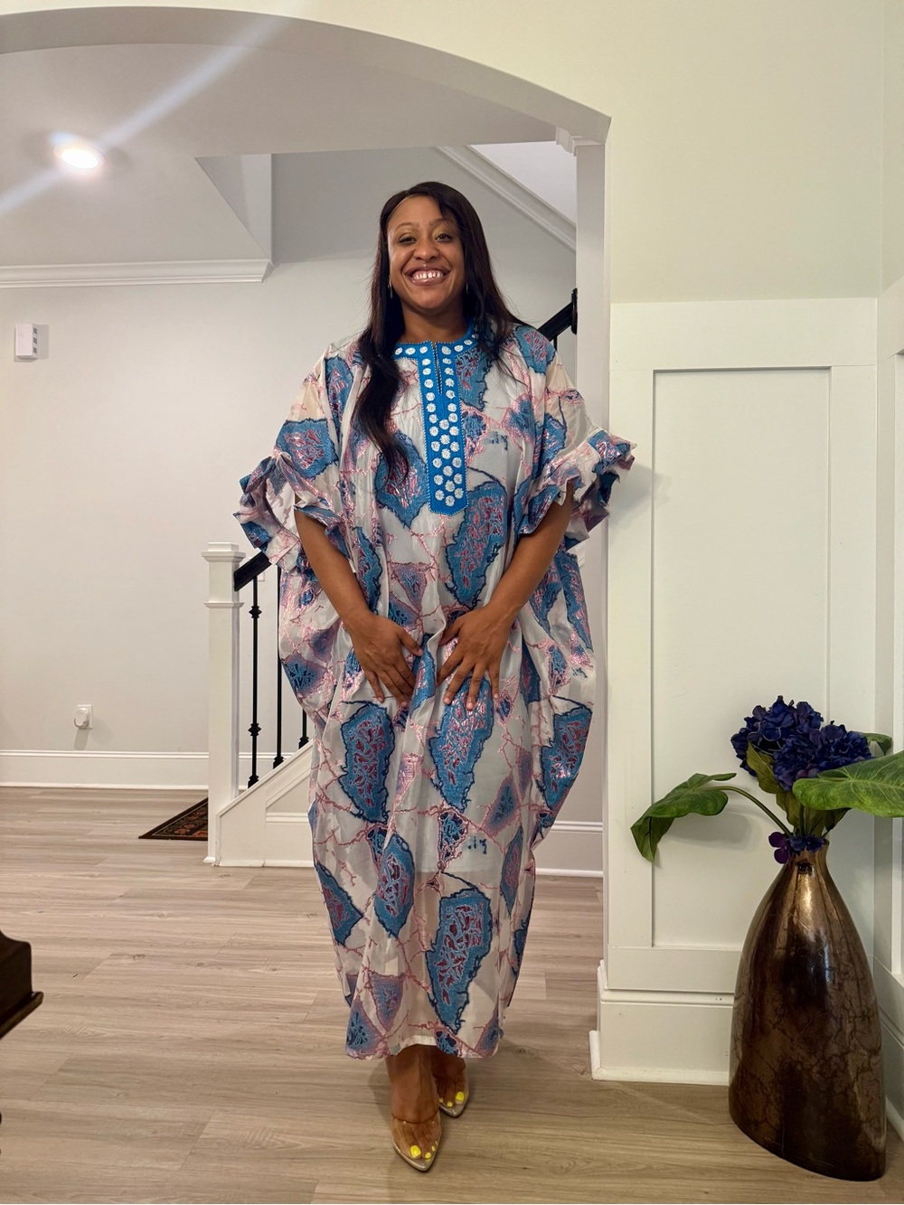 Jacquard Brocade Embroidered Bubu Maxi Dress